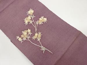 手織り紬金彩花模様刺繍名古屋帯